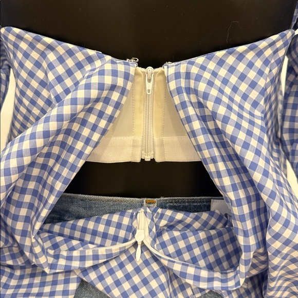 Caroline Constas Gingham Corset Off-Shoulder Top S Bergdorf Goodman Never Worn - Picture 6 of 12